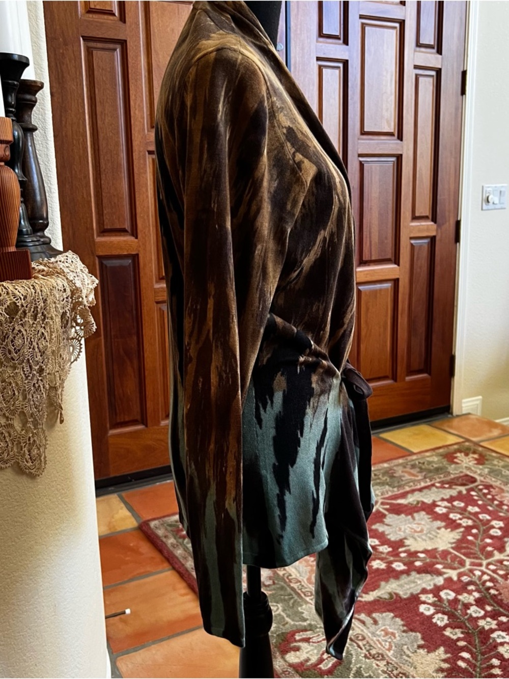 Adore Large Long Cardigan Knit Art To Wear Long Sleeve Open Front Painted - Picture 6 of 9
